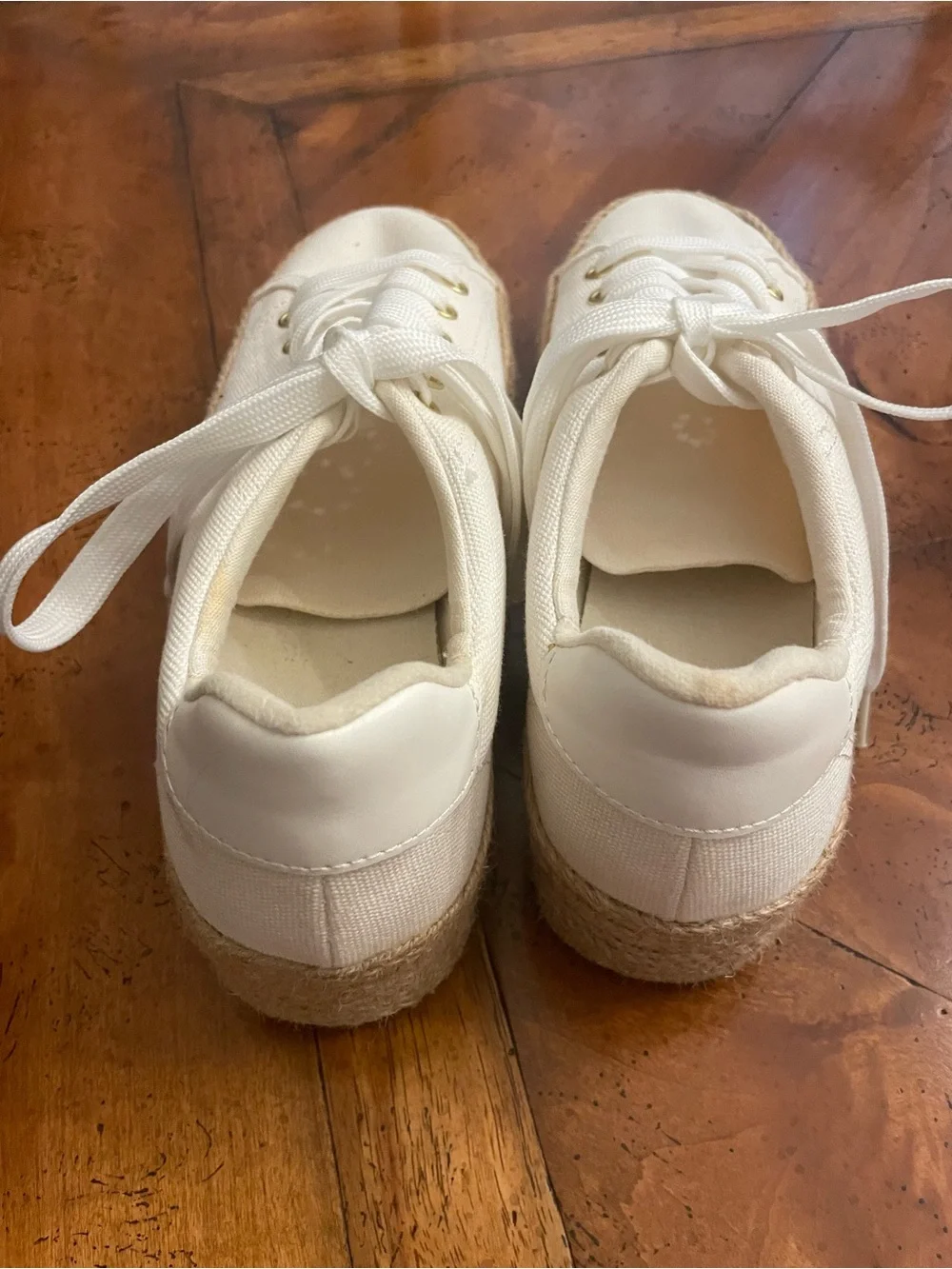 H&M Cream Canvas Espadrille Sneakers with Gold Eyelets